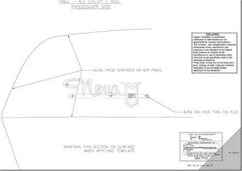 1962-1963 Chevrolet Chevy II Quarter Panel Emblem Template Kit