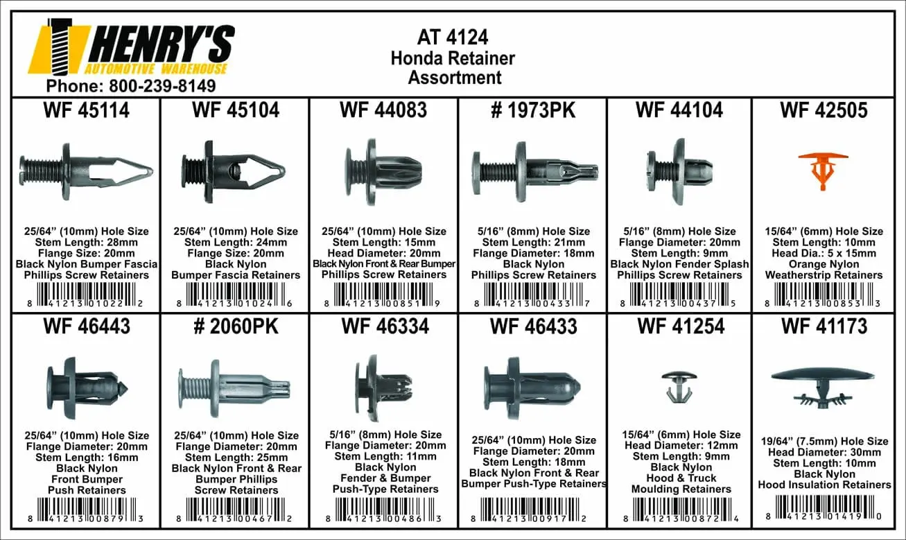 Assortment Tray Honda Retainers