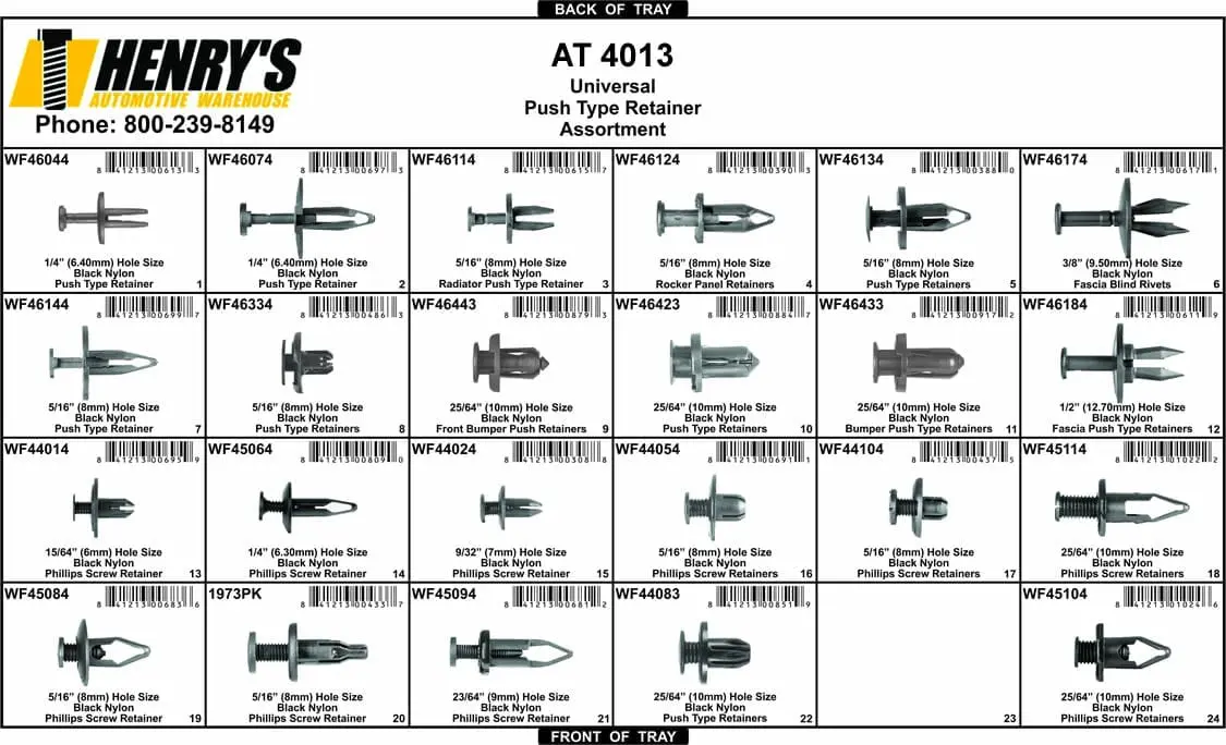 Assortment Tray Screw-Type Panel Fasteners