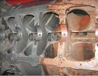Engine block treated with Rust Release