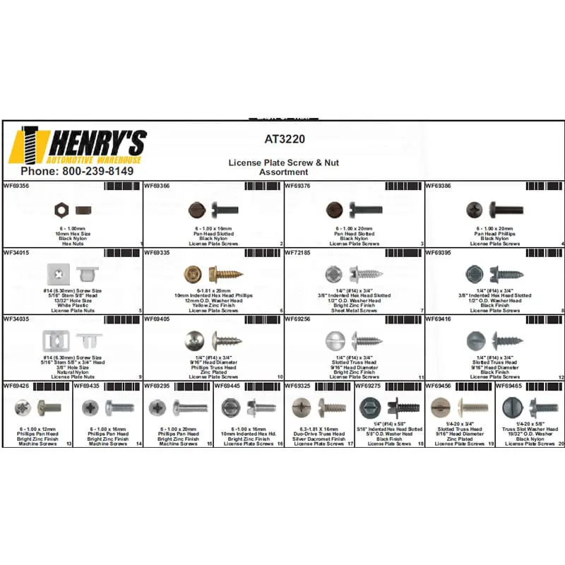 License Plate Screw and Nut Assortment-AT3220