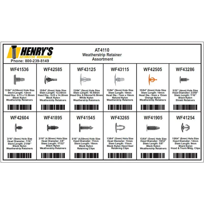 Weatherstrip Retainer Assortment-AT4110