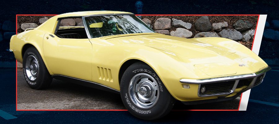 1968 Yellow Chevy Corvette car lineup image