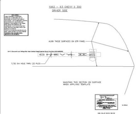 1962-1963 Chevrolet Chevy II Quarter Panel Emblem Template Kit