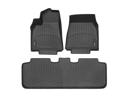 2020-2024 Tesla Y WeatherTech Front and Rear Floorliners-Black-4416491-4415972-WT