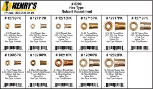 Hex Type Nutsert Assortment Tray - AT8209
