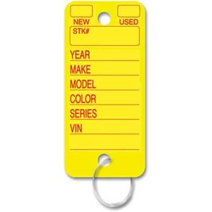 Key Tag With Ring Yellow - 250 Pack-BS32358